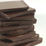 A stack of dark chocolate squares