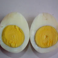 A hard-boiled egg cut in half
